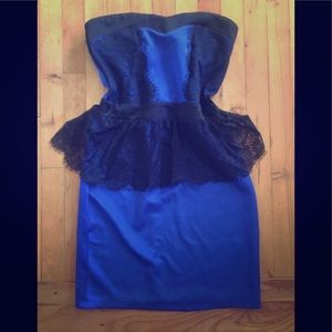 Almost famous Woman Blue Lace Cocktail Dress Sz L